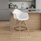 28" White And Brown Heavy Duty Plastic And Solid Wood Low Back Counter Height Bar Chair