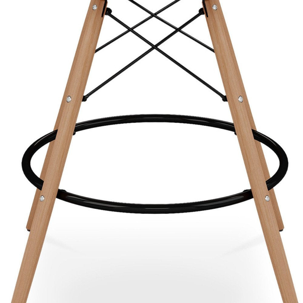 28" White And Brown Heavy Duty Plastic And Solid Wood Low Back Counter Height Bar Chair