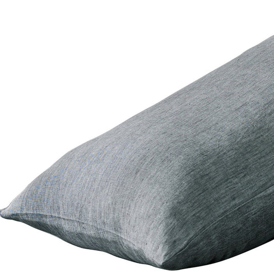 Set of Two Slate Gray Linen Standard Pillowcases
