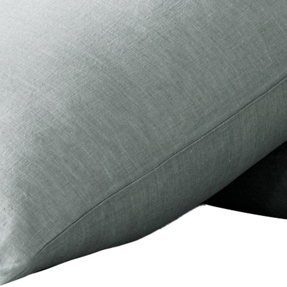Set of Two Light Gray Linen King Pillowcases