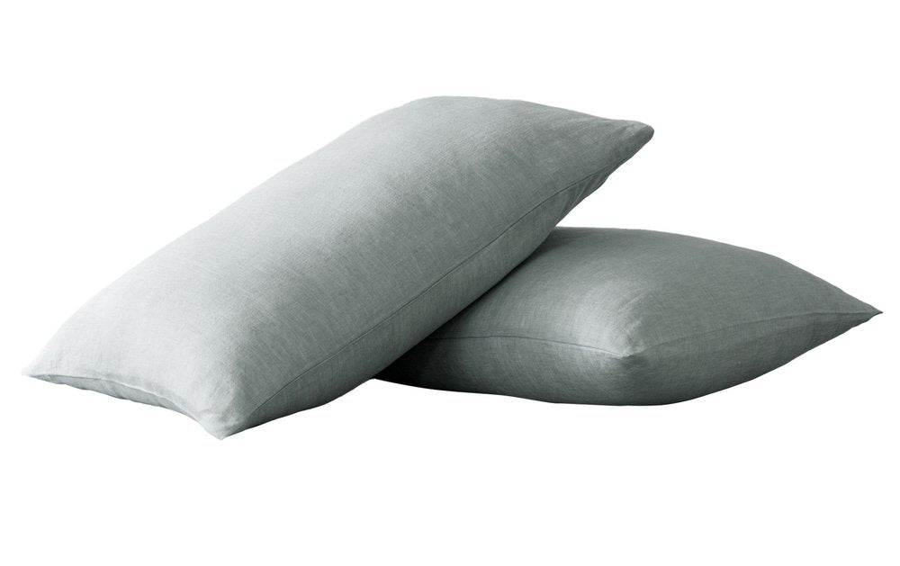 Set of Two Light Gray Linen King Pillowcases