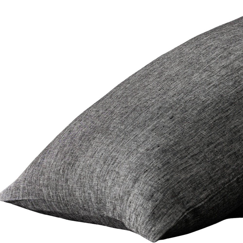 Set of Two Light Gray Linen Pillowcases