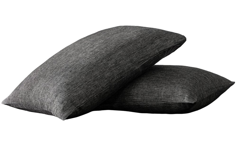 Set of Two Light Gray Linen Pillowcases