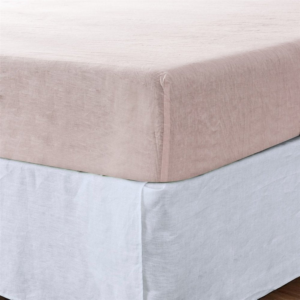 Light Pink Linen Twin Fitted Sheet