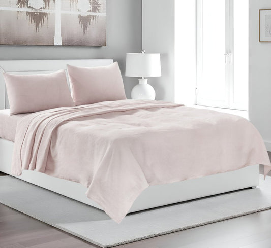 Four Piece Champagne Pink Linen Sheet Set