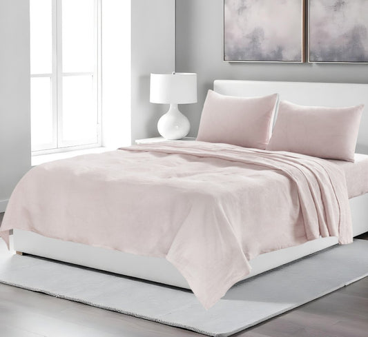 Four Piece Light Pink Linen Sheet Set