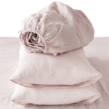 Four Piece Light Pink Linen King Sheet Set