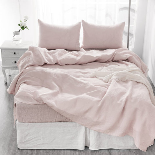 Four Piece Light Pink Linen King Sheet Set