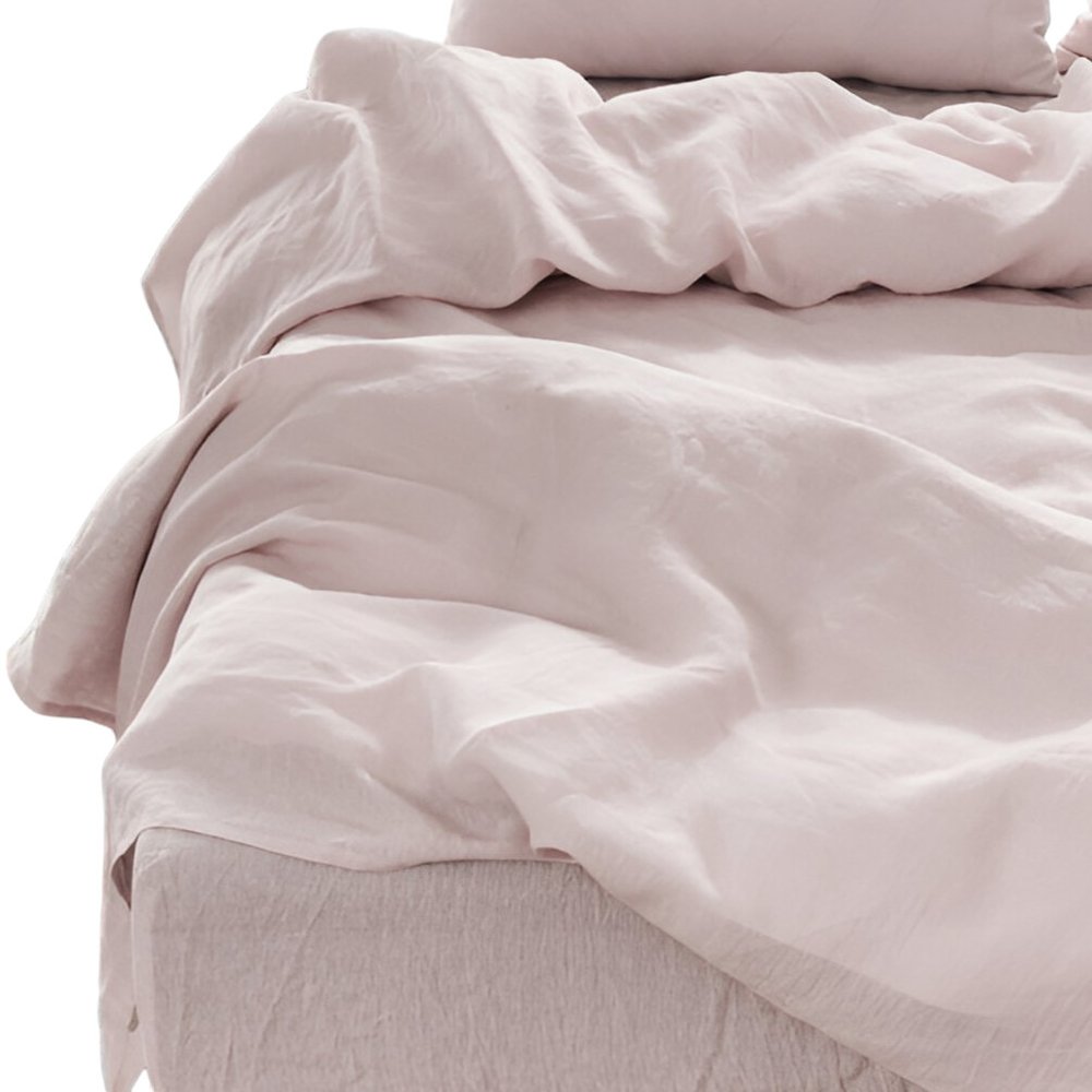 Four Piece Light Pink Linen King Sheet Set