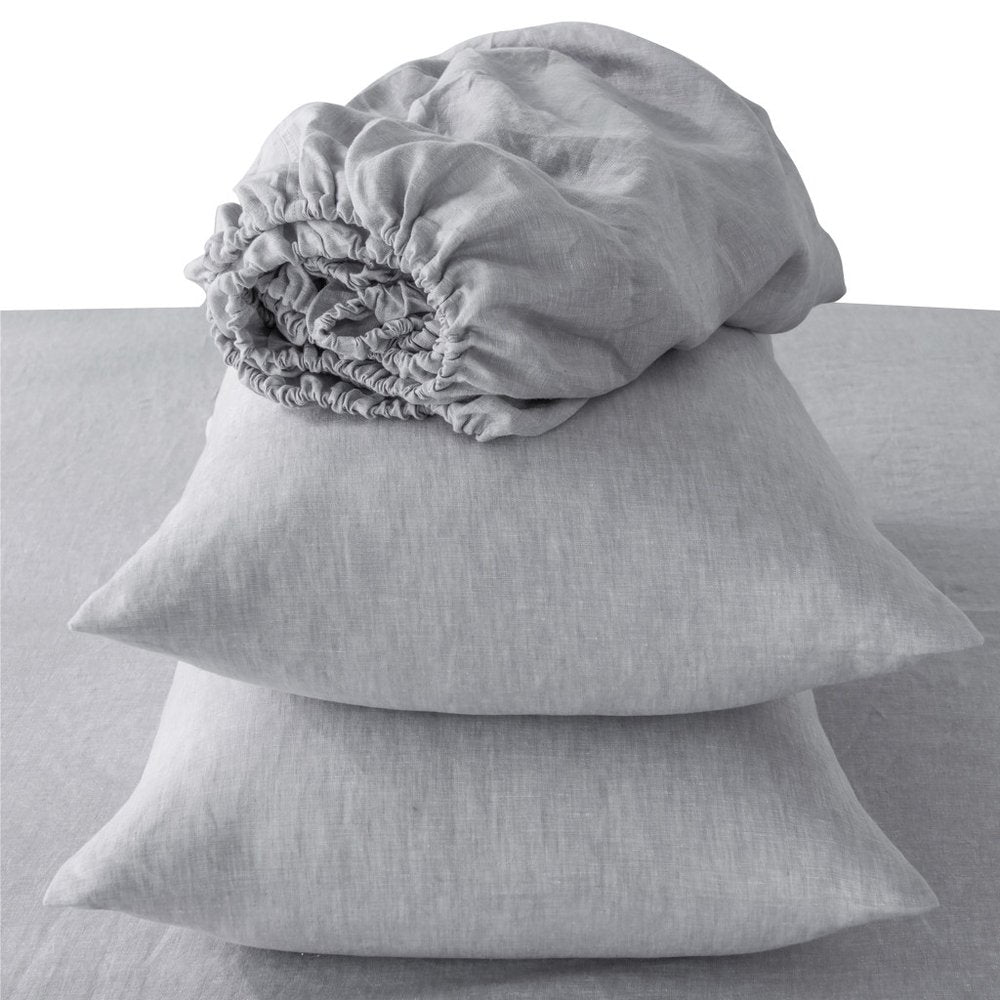 Four Piece Blue Linen King Sheet Set