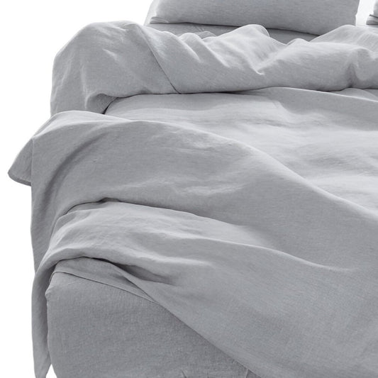Four Piece Light Gray Linen King Sheet Set