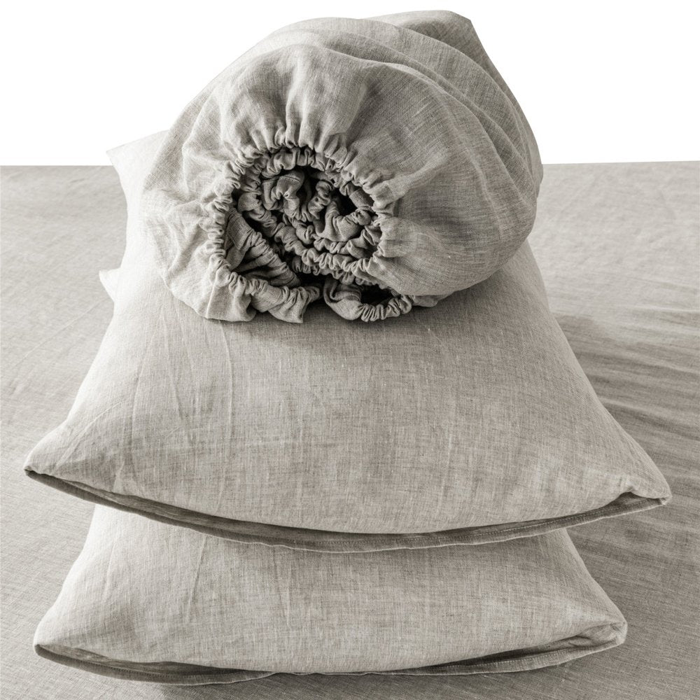 Four Piece Blue Linen King Sheet Set