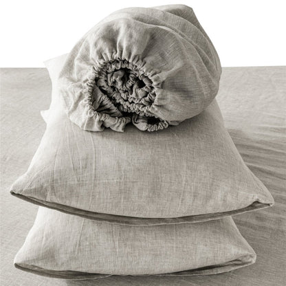 Four Piece Light Gray Linen King Sheet Set