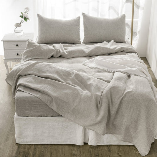 Four Piece White Linen Sheet Set
