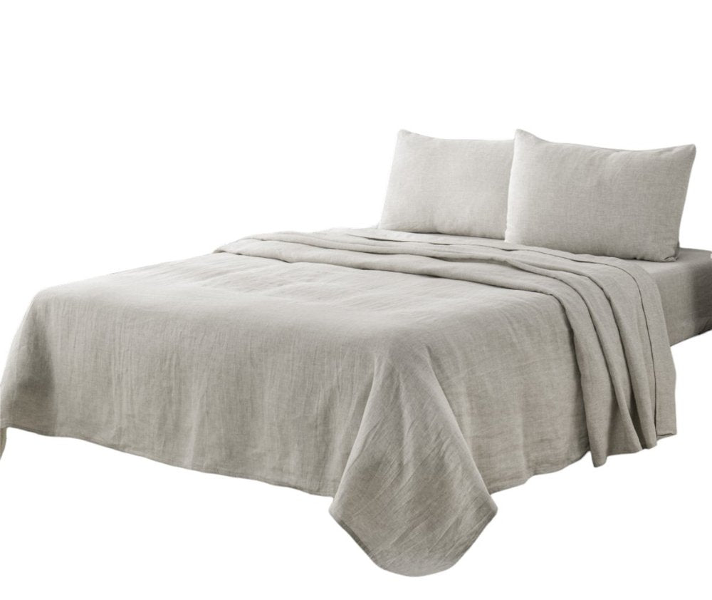 Four Piece Slate Gray Linen Sheet Set