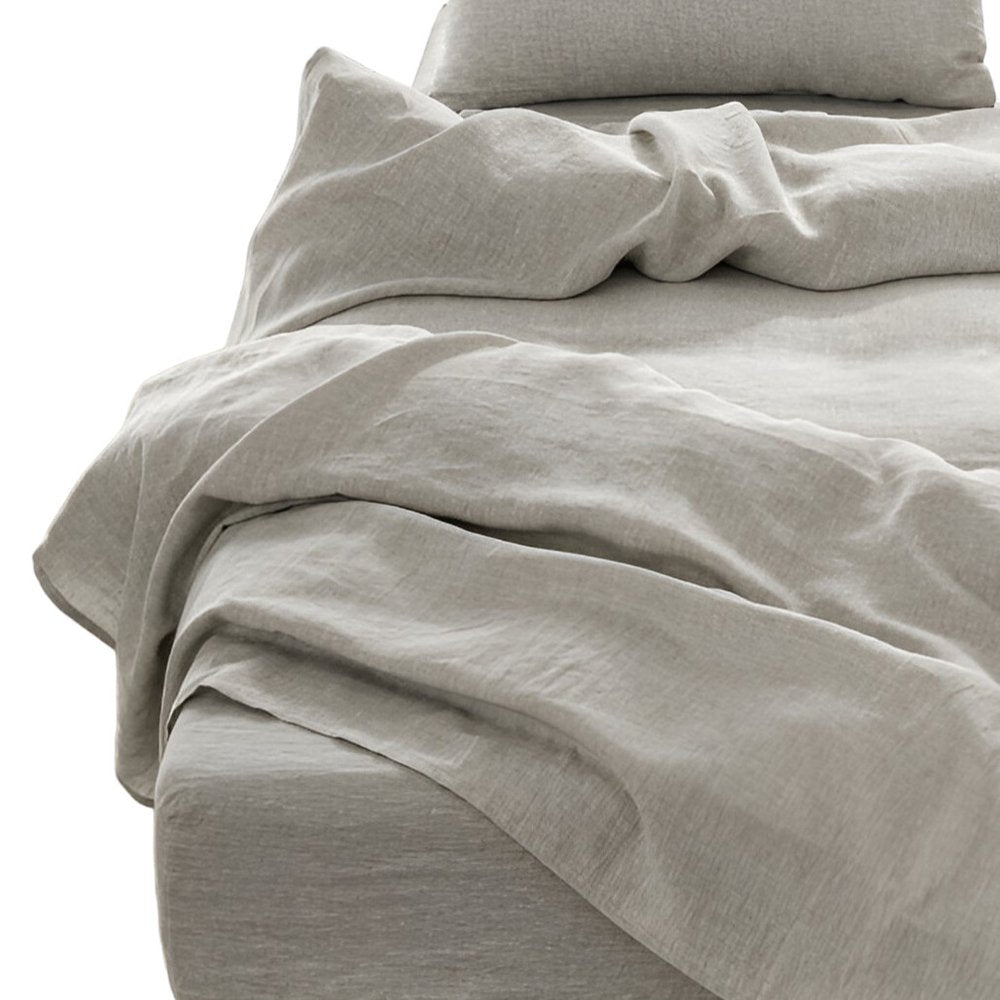 Four Piece Slate Gray Linen Sheet Set