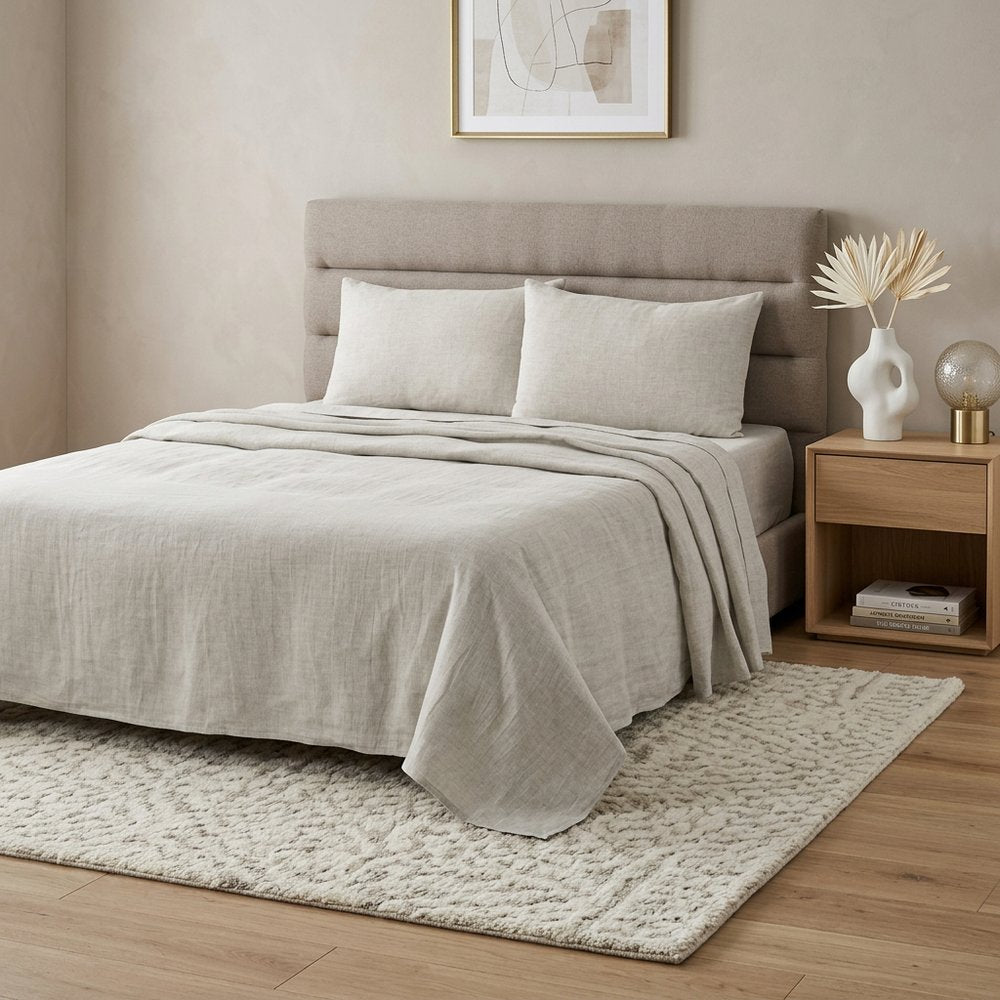Four Piece Slate Gray Linen Sheet Set