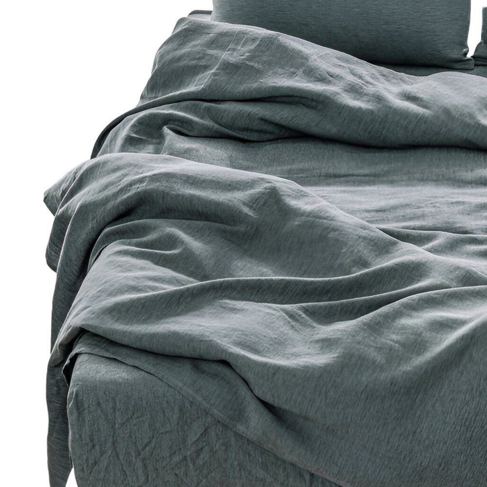 Four Piece Light Gray Linen Sheet Set