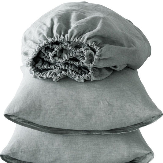 Four Piece Blue Linen Twin Sheet Set