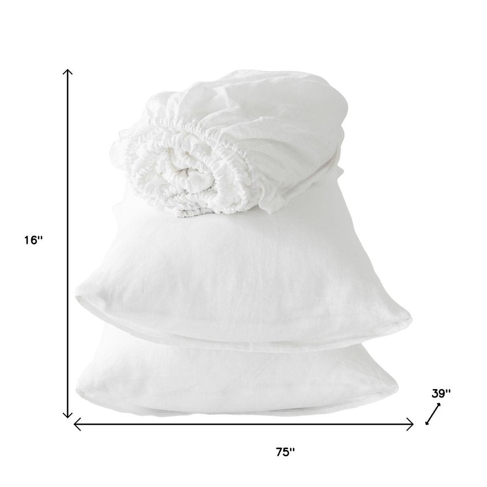 Four Piece Light Gray Linen Sheet Set