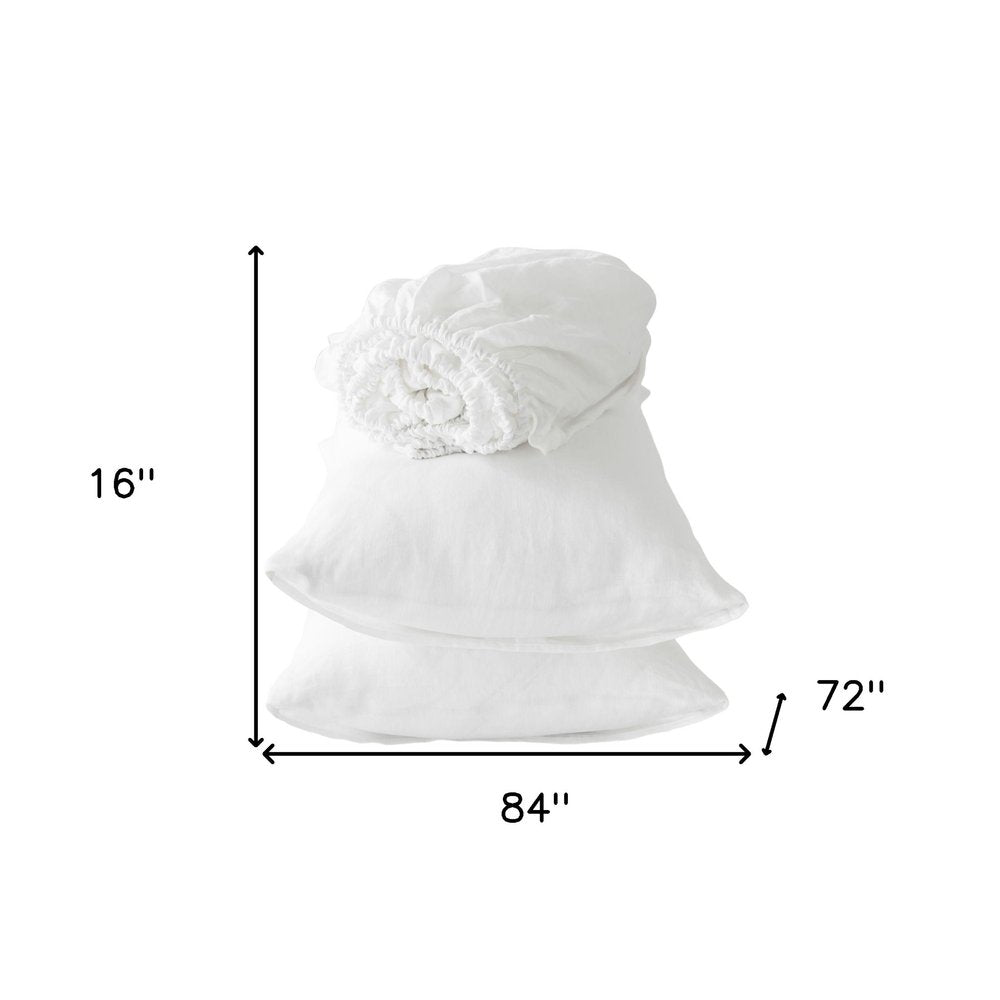 Four Piece Light Gray Linen Sheet Set