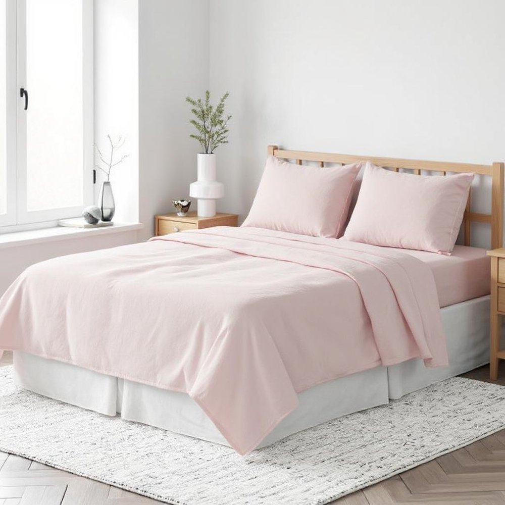 Light Pink Linen Full Double Flat Sheet