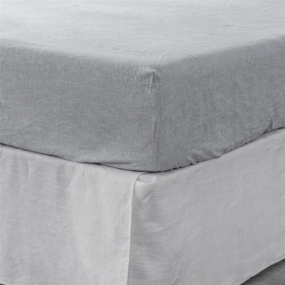 Light Gray Linen Twin Fitted Sheet