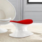 21" Red and White Wool And Fiberglass Contempo Footstool Ottoman