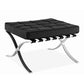 24" Black Genuine Leather and Silver Tufted Footstool Ottoman