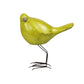 Set of Three Lemongrass Green Polyresin and Metal Bird Sculptures