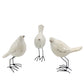 Set of Three Black and White Fabric Bird Statue Tabletop Sculpture