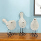 Set of Three Black and White Fabric Bird Statue Tabletop Sculpture