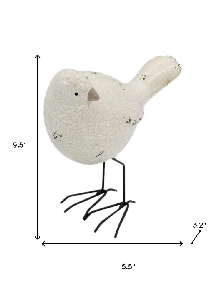 Set of Three Black and White Fabric Bird Statue Tabletop Sculpture