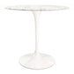 32" White Rounded Marble And Metal Pedestal Base Dining Table