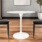 32" White Rounded Marble And Metal Pedestal Base Dining Table
