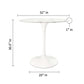 32" White Rounded Marble And Metal Pedestal Base Dining Table