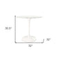 32" White Rounded Marble And Metal Pedestal Base Dining Table