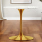 32" White And Gold Marble And Metal Dining Table