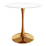 36" White And Gold Metal Dining Table