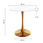 36" White And Gold Metal Dining Table