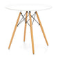 30" White And Natural Rounded Fiberglass And Solid Wood Dining Table