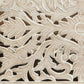 White Carved Floral Distressed Solid Wood Queen Bed Frame