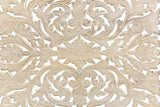 White Carved Floral Distressed Solid Wood Queen Bed Frame