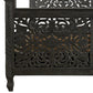 Black Carved Floral Distressed Solid Wood Queen Bed Frame