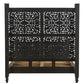 Black Carved Floral Distressed Solid Wood Queen Bed Frame