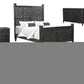 Black Carved Floral Distressed Solid Wood Queen Bed Frame