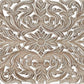 Gray Carved Floral Distressed Solid Wood Queen Bed Frame