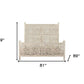 White Carved Floral Distressed Solid Wood King Bed Frame