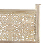 White Carved Floral Distressed Solid Wood King Bed Frame