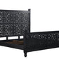 Carved Solid Wood King Black Bed